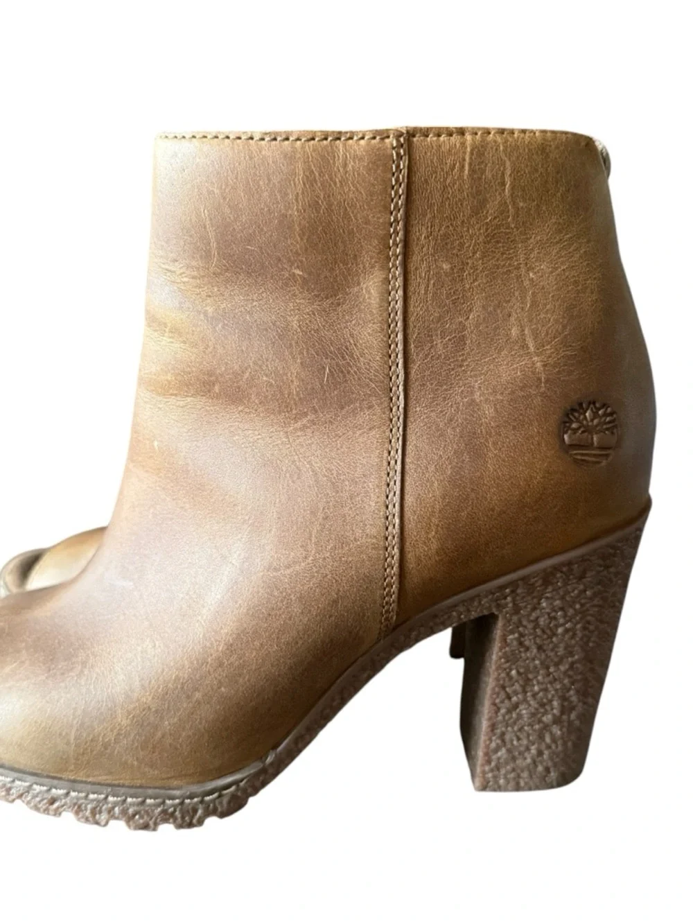 Timberland Tillston Peep Toe Booties in brown leather size 6 - Picture 3 of 8